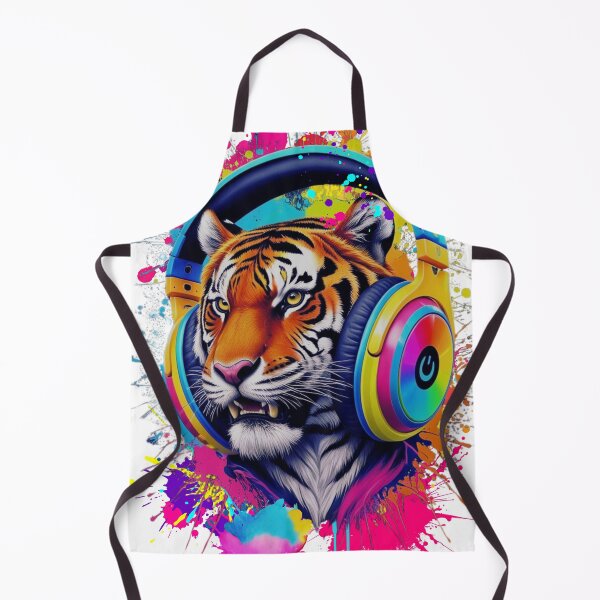Item preview, DJ Tiger with Colorful Headphones Pop Art designed and sold by yuki-hana.