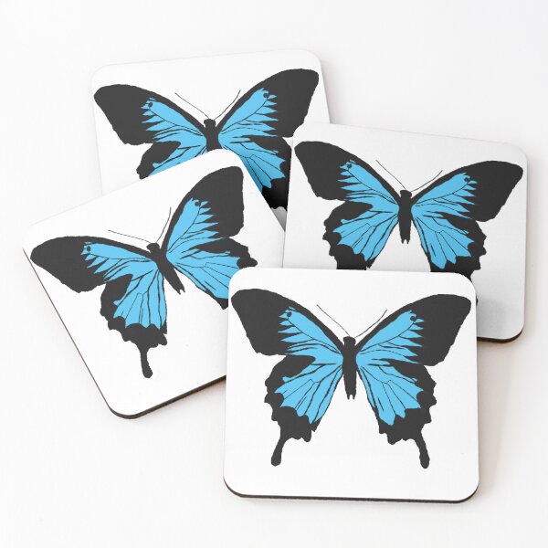 Item preview, Striking Black and Cyan Blue Butterfly Art | Elegant Papilio Ulysses Swallowtail designed and sold by Abaseen.