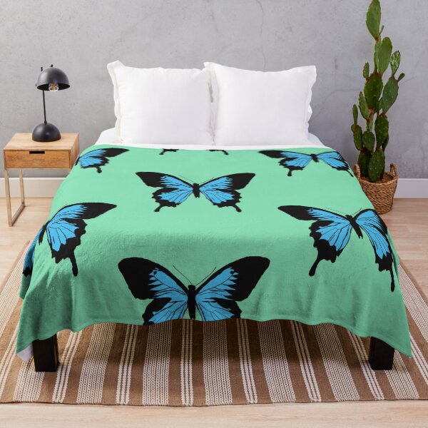 Item preview, Striking Black and Cyan Blue Butterfly Art | Elegant Papilio Ulysses Swallowtail designed and sold by Abaseen.
