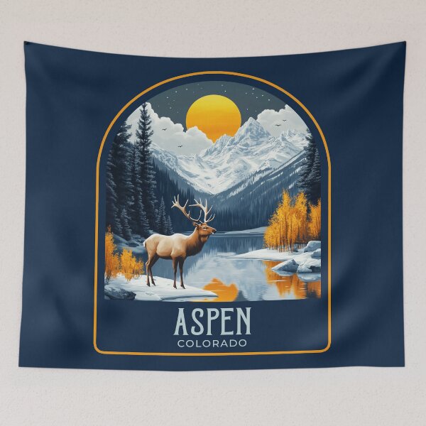 Item preview, Aspen Vintage Travel Illustration designed and sold by HomeLivingCo.