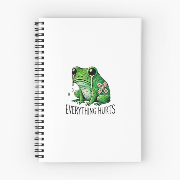 Item preview, Everything Hurts Crying Frog — Sad Aesthetic Toad with Bandages Retro Illustration designed and sold by Colorful-Garden.