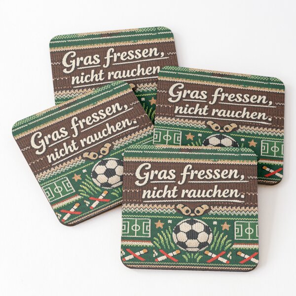 Item preview, Eat grass, don't smoke, football knitting pattern designed and sold by Mauswohn.