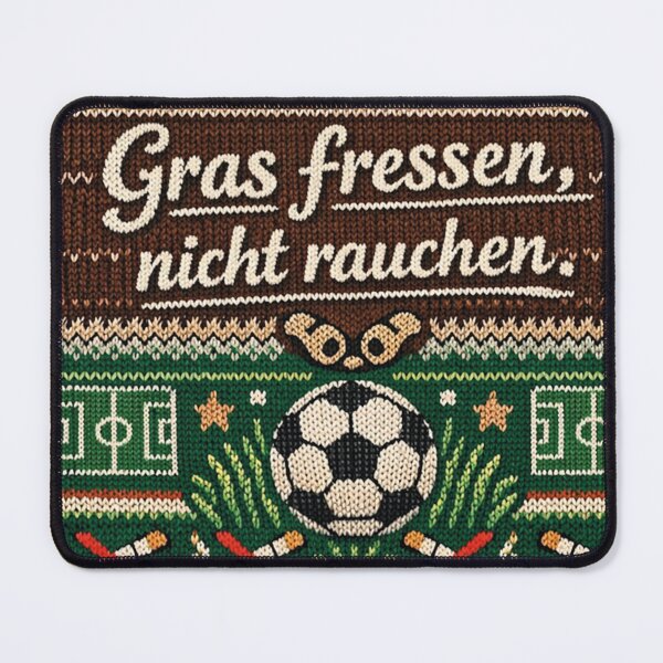 Item preview, Eat grass, don't smoke, football knitting pattern designed and sold by Mauswohn.