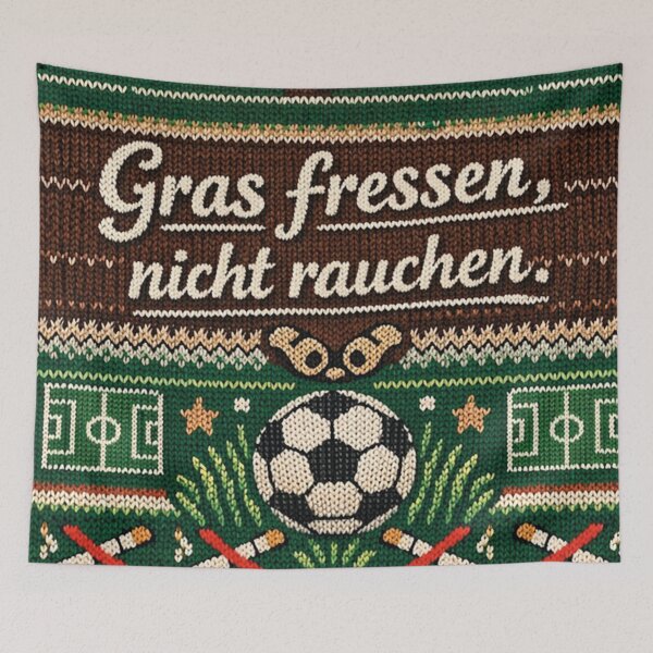 Item preview, Eat grass, don't smoke, football knitting pattern designed and sold by Mauswohn.