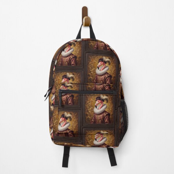 Item preview, Regal Renaissance Flamingo cool animal Tudor style portrait art designed and sold by Vintage Designs +.