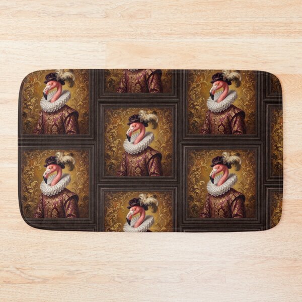 Item preview, Regal Renaissance Flamingo cool animal Tudor style portrait art designed and sold by Vintage Designs +.