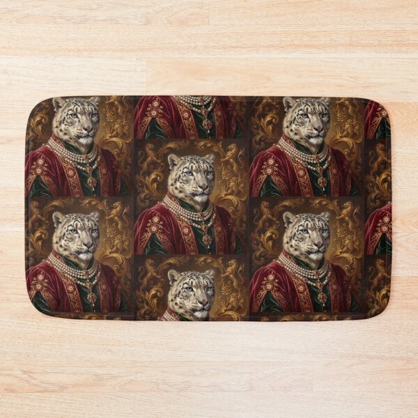 Item preview, Tudor Snow Leopard cool animal Tudor style portrait art designed and sold by Vintage Designs +.