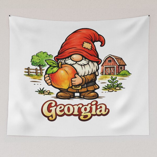 Item preview, Georgia Gnome with Peach – Whimsical Farm Illustration designed and sold by Moriarty's Digital Visions.