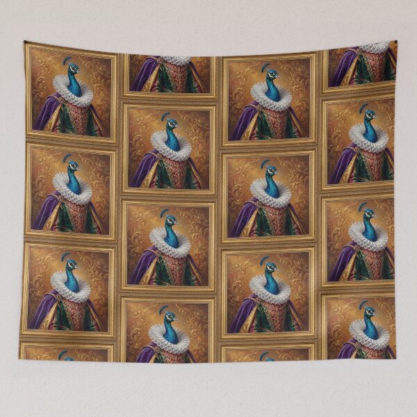 Item preview, Tudor Peacock Noble cool animal Tudor style portrait art designed and sold by Vintage Designs +.
