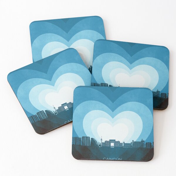 Item preview, Cancún Skyline Mexico Hearts Blue designed and sold by ArtPrints.