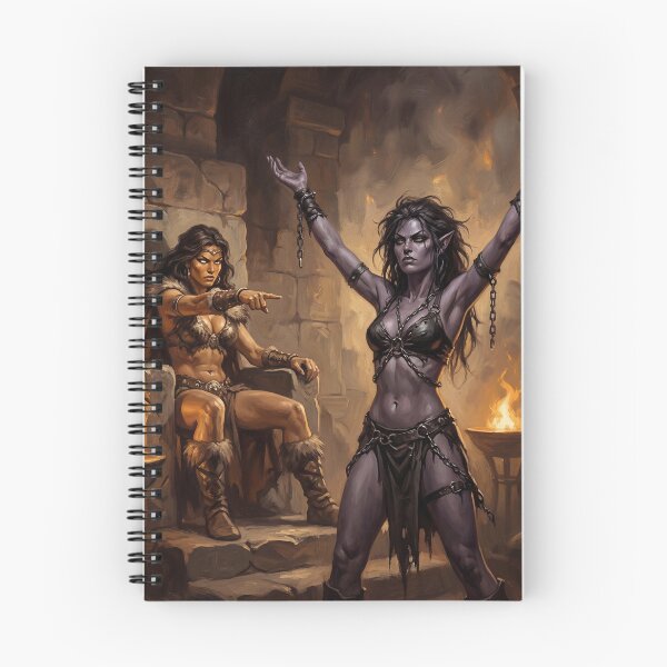 Item preview,  Dark Elf warrior woman captive in Defiance illustration fantasy art style designed and sold by Vintage Designs +.
