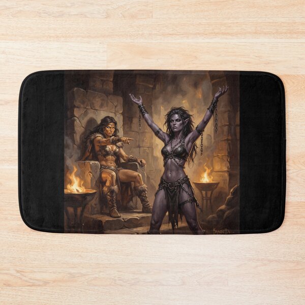 Item preview,  Dark Elf warrior woman captive in Defiance illustration fantasy art style designed and sold by Vintage Designs +.