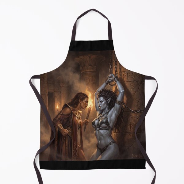 Item preview, Dark Elf warrior woman captive in chains in Defiance illustration fantasy art style designed and sold by Vintage Designs +.