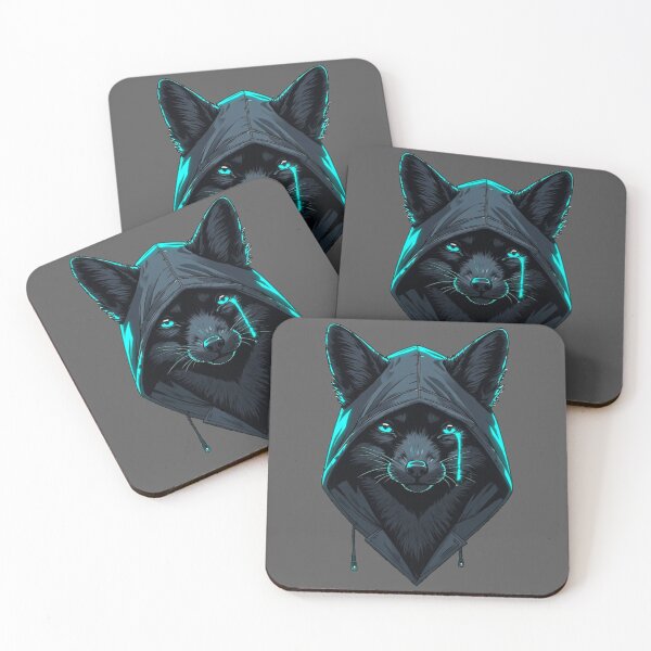 Item preview, Glitch Heart Protocol – Cyan Tear Hooded Fox designed and sold by Shift-Bloom.