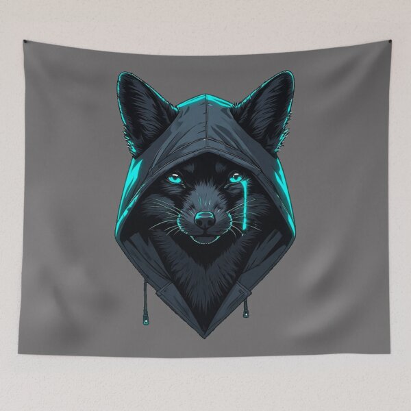 Item preview, Glitch Heart Protocol – Cyan Tear Hooded Fox designed and sold by Shift-Bloom.