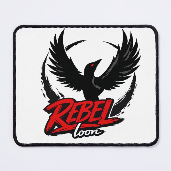 Item preview, Rebel Loon – Dark Bird Emblem with Bold Red Typography designed and sold by JordanInk Studio.