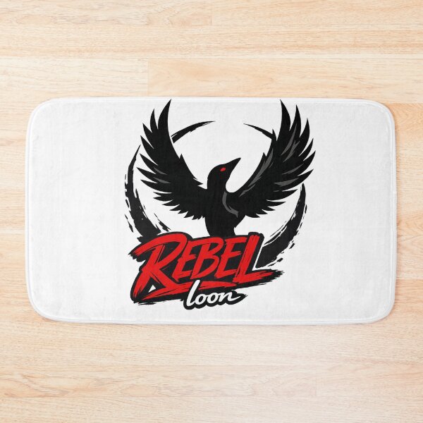 Item preview, Rebel Loon – Dark Bird Emblem with Bold Red Typography designed and sold by JordanInk Studio.