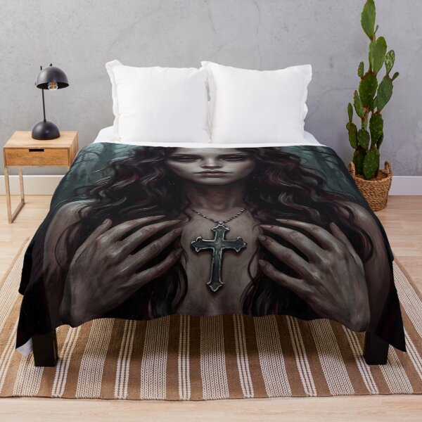 Item preview, Demonic Woman in Moonlit Forest – Gothic Horror Portrait Art designed and sold by ShadeScapeArt.