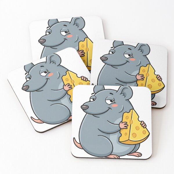 Item preview, Funny Smirking Rat with Huge Cheese - Cute Foodie Mouse Illustration designed and sold by HappySproutArt.