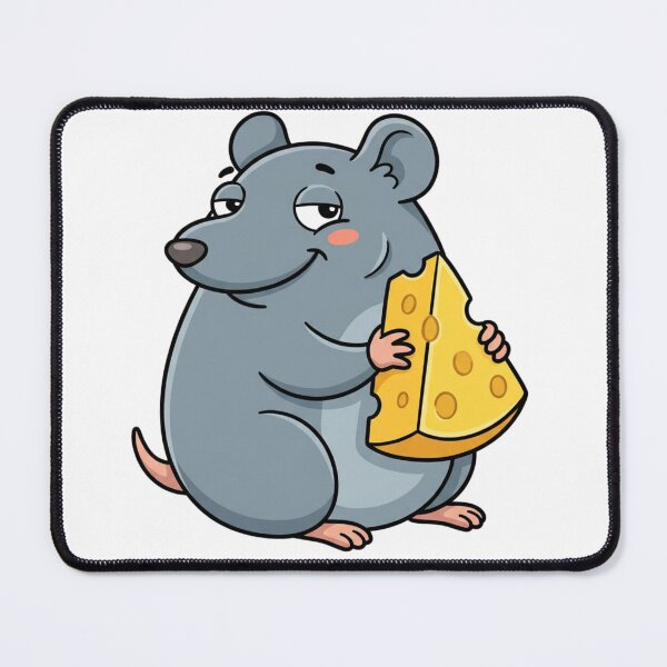 Item preview, Funny Smirking Rat with Huge Cheese - Cute Foodie Mouse Illustration designed and sold by HappySproutArt.