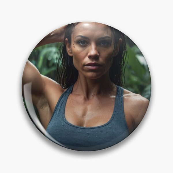 Item preview, Muscled gym woman posing in the rain art photography designed and sold by Vintage Designs +.