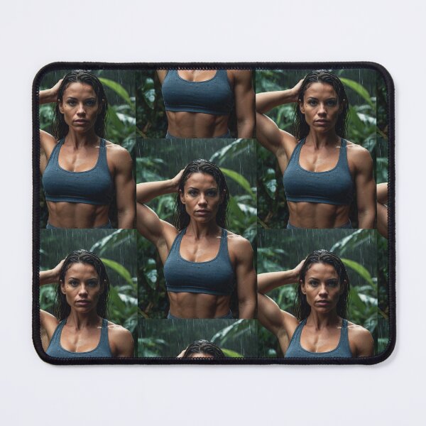 Item preview, Muscled gym woman posing in the rain art photography designed and sold by Vintage Designs +.
