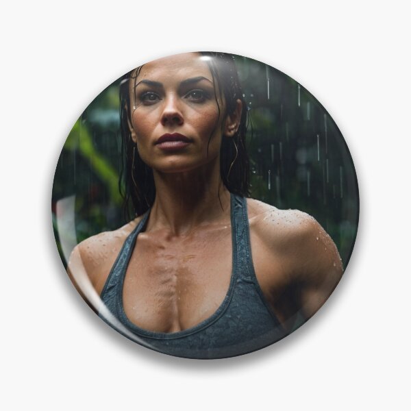 Artikelvorschau, Muskulöse Fitnessstudio-Frau posiert im Regen (Kunstfotografie) entworfen und verkauft von Vintage Designs +.