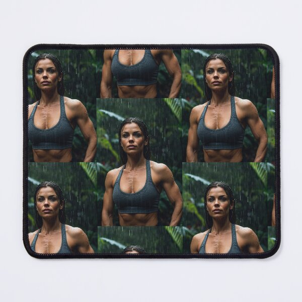 Item preview, Muscled gym woman posing in the rain art photography designed and sold by Vintage Designs +.