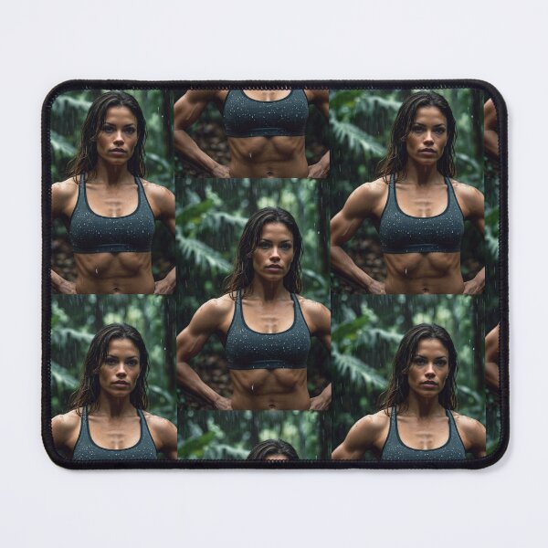 Item preview, Muscled gym woman posing in the rain art photography designed and sold by Vintage Designs +.
