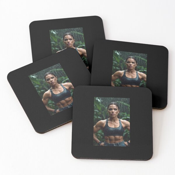 Item preview, Muscled gym woman posing in the rain art photography designed and sold by Vintage Designs +.