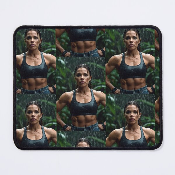 Item preview, Muscled gym woman posing in the rain art photography designed and sold by Vintage Designs +.