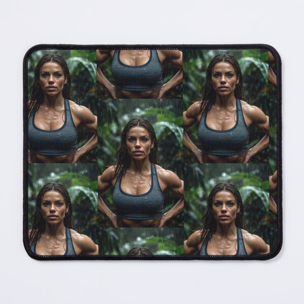Item preview, Muscled gym woman posing in the rain art photography designed and sold by Vintage Designs +.
