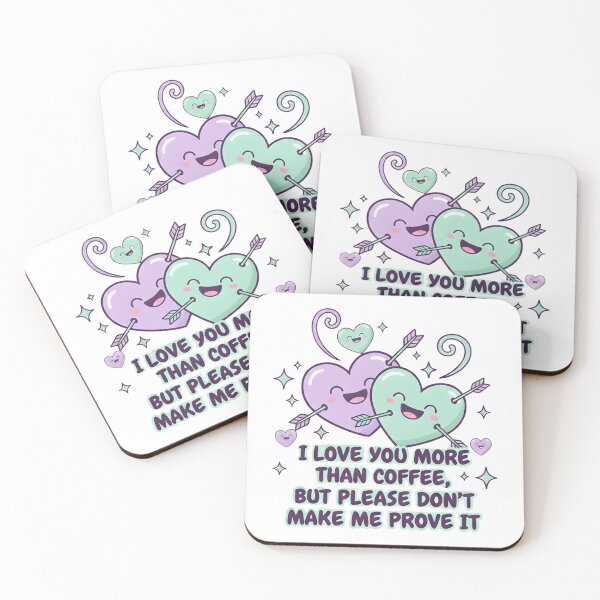 Item preview, I Love You More Than Coffee - Funny Kawaii Valentine's Day Hearts designed and sold by PTB Art Design.