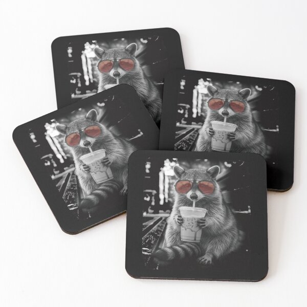 Item preview, Raccoon Drinking Iced Coffee. designed and sold by EunsooLee.