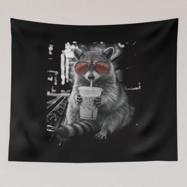 Item preview, Raccoon Drinking Iced Coffee. designed and sold by EunsooLee.