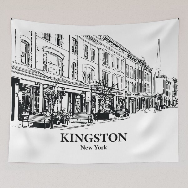 Item preview, Kingston NY - Ink Cityscape Illustration designed and sold by Lakeric Cityscapes.
