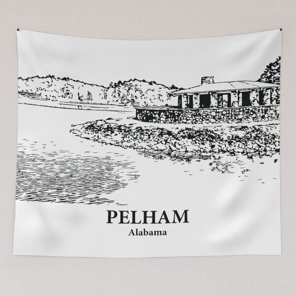 Item preview, Pelham AL - Ink Cityscape Illustration designed and sold by Lakeric Cityscapes.