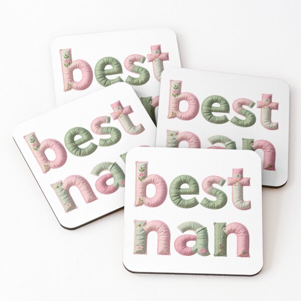 Item preview, BEST NAN - IN PINK & GREEN FAUX LETTERING designed and sold by AlexOBrienArt.