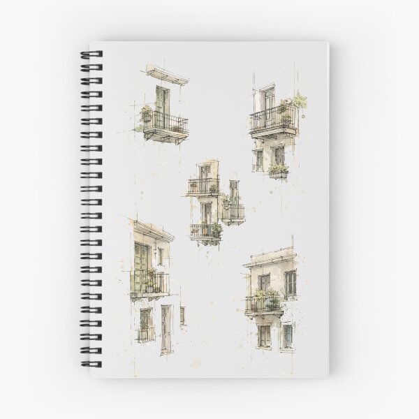Item preview, Vintage Balcony Sketch T-Shirt – Artistic Aesthetic City Art Tee designed and sold by KDesignCrafts.