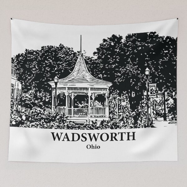 Item preview, Wadsworth OH - Ink Cityscape Illustration designed and sold by Lakeric Cityscapes.