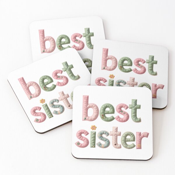 Item preview, BEST SISTER - IN PINK & GREEN FAUX LETTERING designed and sold by AlexOBrienArt.