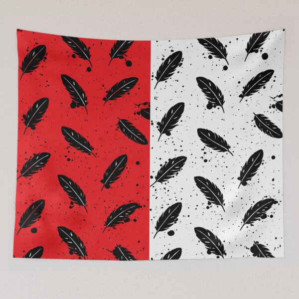 Item preview, Vertical Red & White Feather Ink Splatter Seamless Pattern designed and sold by optimusprime39.