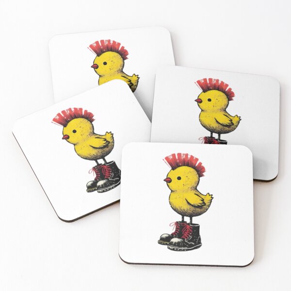 Item preview, Punk Rock Chick with Red Mohawk — Edgy Baby Bird in Doc Marten Boots Illustration designed and sold by Colorful-Garden.