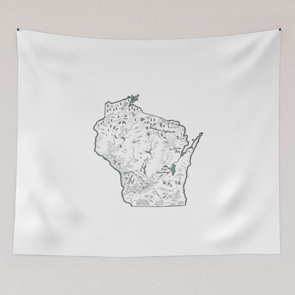 Item preview, Wisconsin Illustrated Map – Hand-Drawn Rivers & Nature Adventure Sketch designed and sold by Paper Drip.