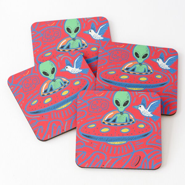 Item preview, Whimsical Galactic Encounter: Alien and Feathered Friend designed and sold by zzz888.