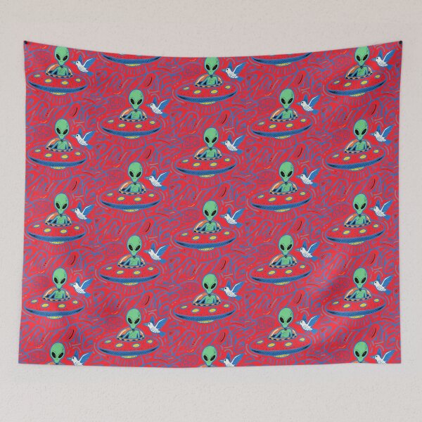 Item preview, Whimsical Galactic Encounter: Alien and Feathered Friend designed and sold by zzz888.