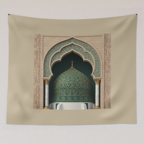 Item preview, Emerald Islamic Arch & Golden Geometric Dome Art (V.1) designed and sold by D-Islamic.