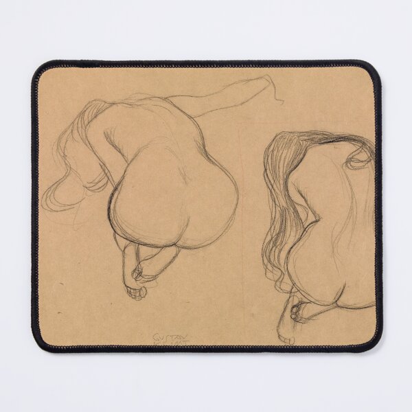 Item preview, Gustav Klimt Poster: Two Studies of a Seated Nude With Long Hair: Minimalist Figure Sketch designed and sold by artofuniverse.