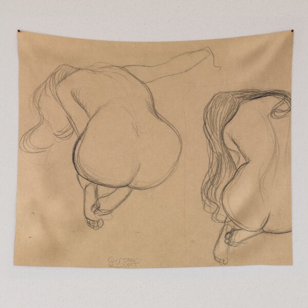 Item preview, Gustav Klimt Poster: Two Studies of a Seated Nude With Long Hair: Minimalist Figure Sketch designed and sold by artofuniverse.