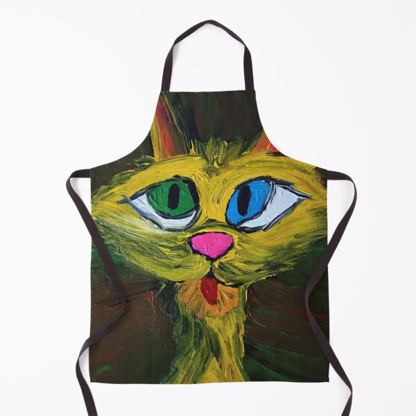 Item preview, Electric Lime Cat with Mismatched Eyes - Original Acrylic Pop Art designed and sold by BeyondInkwell.